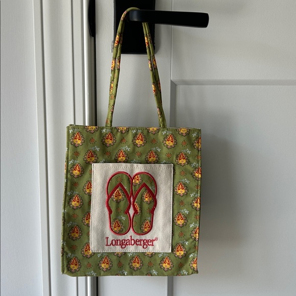 NWOT Vintage Longaberger Paisley Floral Tote Bag with Flip Flop Sandals & Pocket - Picture 1 of 8